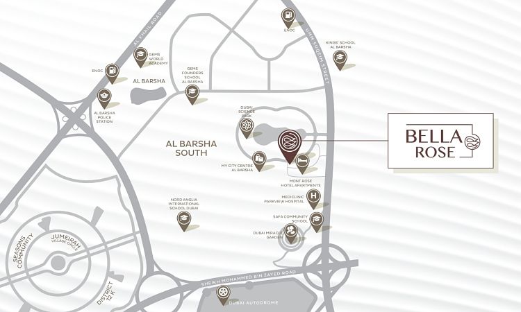 Bella Rose is an 18 storey residential building featuring studio & 1BR apartments in Dubai Science Park by Deyaar.
