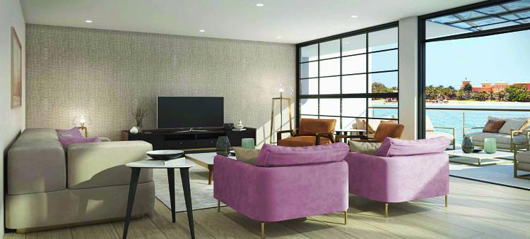 Neptune Glass Boat Villa - Living Room