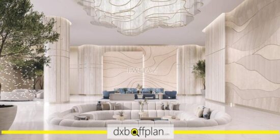 Beach Walk Residence lobby with modern furnishings and elegant decor.