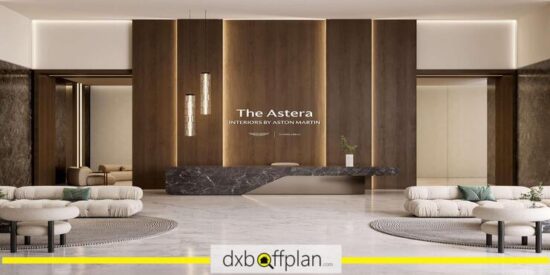 The Astera Lobby: Welcoming lobby featuring contemporary decor and vibrant artwork.