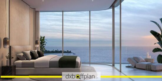 The Astera Bedroom: Cozy and stylish bedroom featuring plush bedding, modern decor, and a balcony with ocean views.