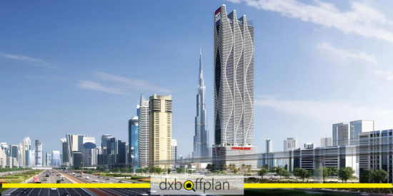BAYZ 102 panoramic view featuring Burj Khalifa and Dubai Canal in the background.