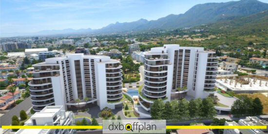 Scenic view from CC Towers Apartments overlooking the vibrant cityscape of Kyrenia.