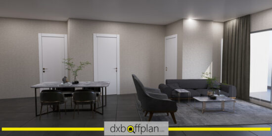 Spacious living area in CC Towers Apartments with contemporary furnishings.