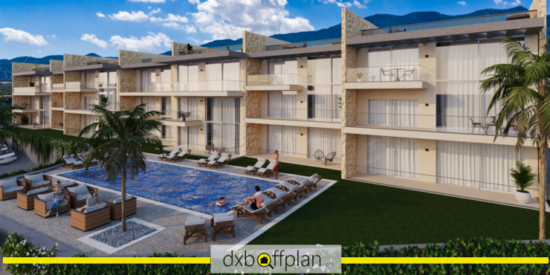 Esentepe Hills Exterior: Elegant apartment and villa complex nestled on a serene mountainside.