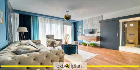 Spacious living room in McKenzie Residence Apartments with contemporary decor.
