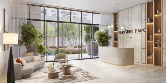 Berkshire Park Apartments: Stylish lobby entrance with artwork.