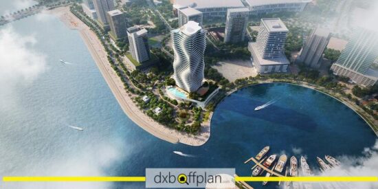 lie Saab Apartments - Waterfront Location: Scenic view of Elie Saab Apartments situated along the beautiful waterfront of Reem Island.