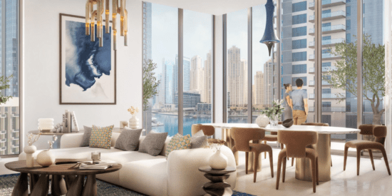 Marina Cove Apartments: Contemporary living room interior.