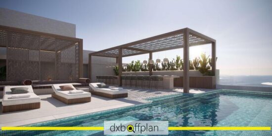 Reem Eleven Apartments - Swimming Pool: Outdoor pool surrounded by sun loungers and greenery.