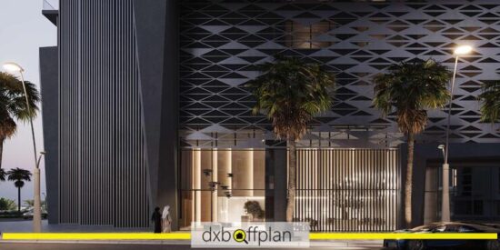 Reem Eleven Apartments - Main Entrance: The grand entrance featuring sleek glass doors and modern architectural elements.