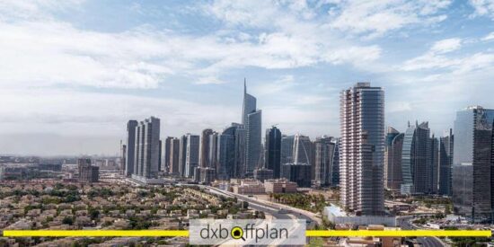 لقطة لأبراج بحيرات جميرا تظهر مبنى دبليو ريزيدنس وسط ناطحات السحاب والبحيرات الشهيرة المنطقة