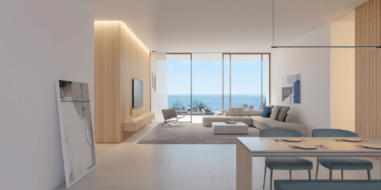 The living room at Seaside Hills Residences offers an inviting and spacious environment designed to maximize comfort and style.