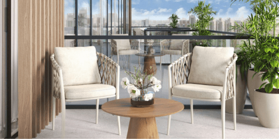 Cozy balcony space at Sereno Residences for outdoor living. 