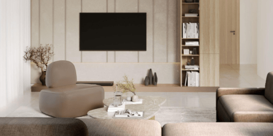 Spacious living room in Sereno Residences with bright interiors.