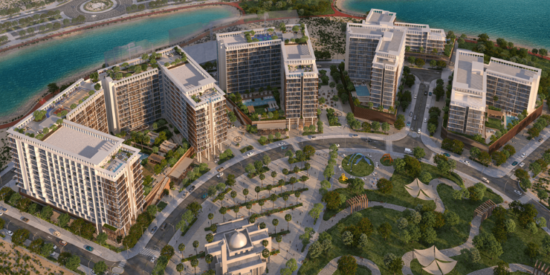 Prime location of Park Five apartments near major Dubai landmarks.