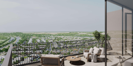 Prime location of Dubai South Beachfront Gates with proximity to Expo City.