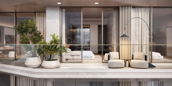 Breathtaking view of the Arabian Gulf from the balcony of a Flora Isle residence. 