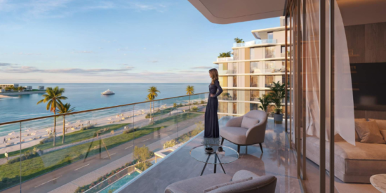 Breathtaking view of the Arabian Gulf from the balcony of a Flora Isle residence. 