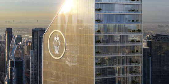 Mr. C Residences Downtown exterior view of luxurious tower. 