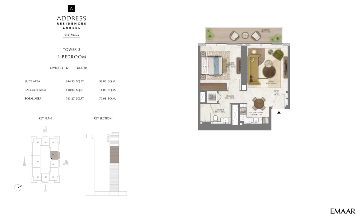 Unit 2, Podium Level 1 - Tower 2 - 1BR ( 2 )