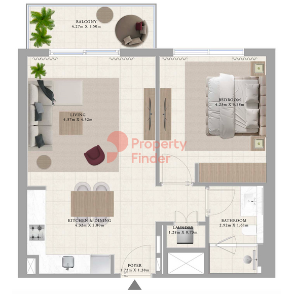 Type 1A Building A-1 Bedroom Apartment
