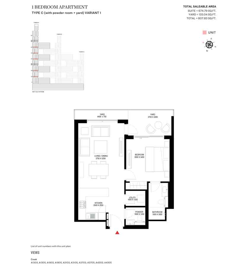 Type C Variant 1-Tower A-1BED
