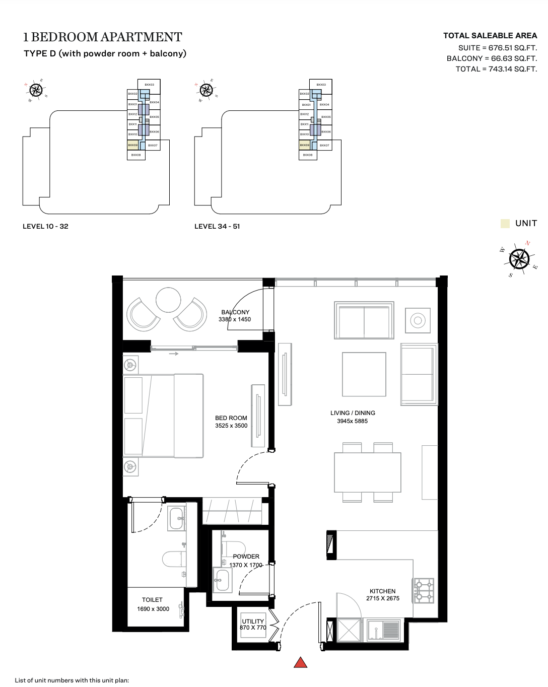 Type D (With Powder Room + Balcony) - Tower B - 1BR