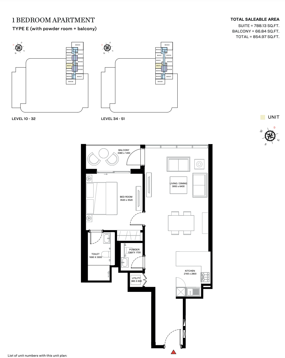 Type E (With Powder Room + Balcony) - Tower B - 1BR
