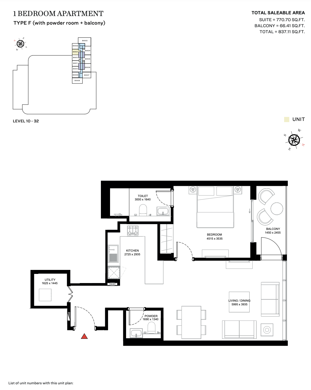 Type F (With Powder Room + Balcony) - Tower B - 1BR