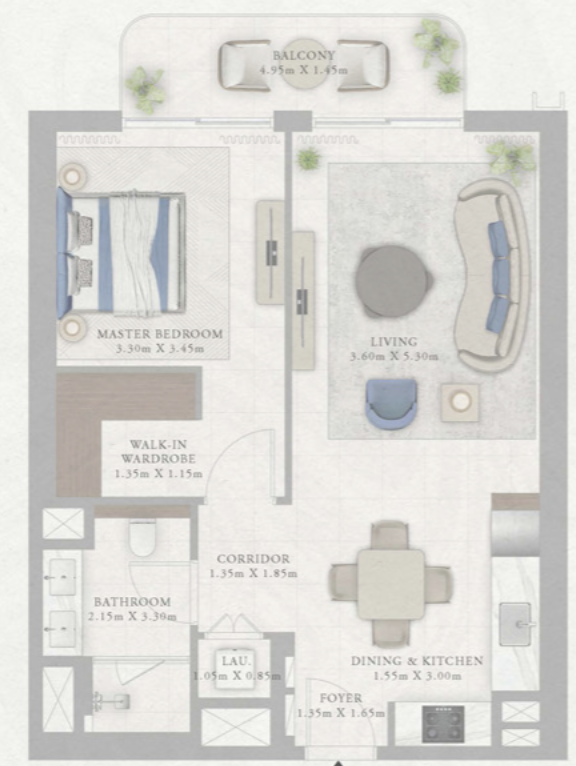 Type 6-Tower2 1 bedr